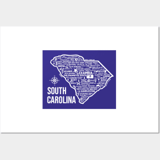 South Carolina Map Posters and Art